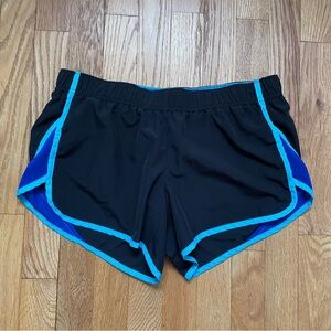 Xersion Semi Fit Lined Athletic Shorts: Dark Blue and Light Blue: Size Medium